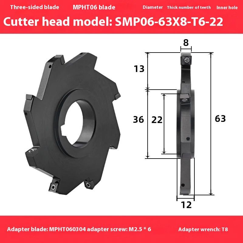 2082-CNC SMP 3 face and face milling cutter head saw blade sleeve indexable milling T-slot cutter head MPHT06 0812 Shandong Denso Pricision Tools Co.,Ltd.